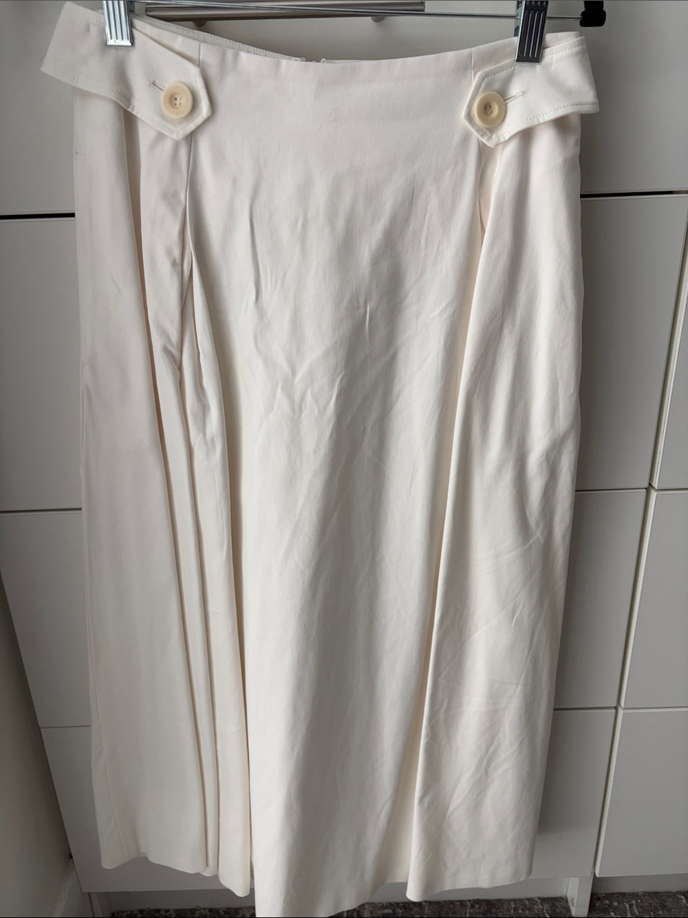 MaxMara Cream Maxi Skirt with Button Tabs